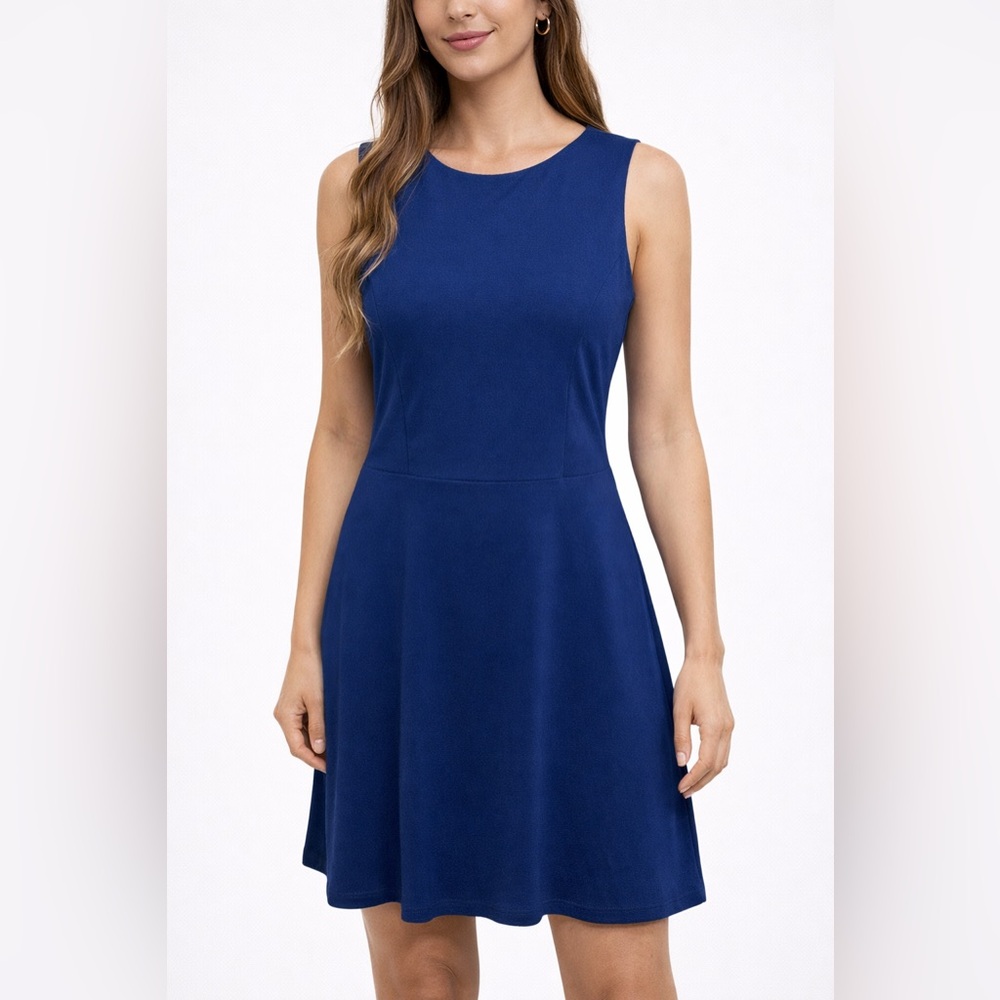 Ricki’s Petite Navy Blue Sleeveless A-Line Dress Back Zip